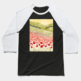 Summer Field Poppies Baseball T-Shirt